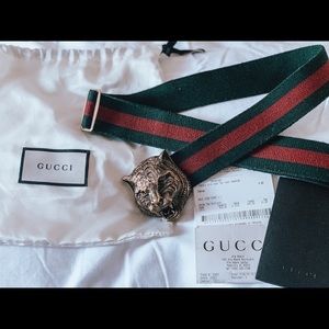 GUCCI Feline Web Belt